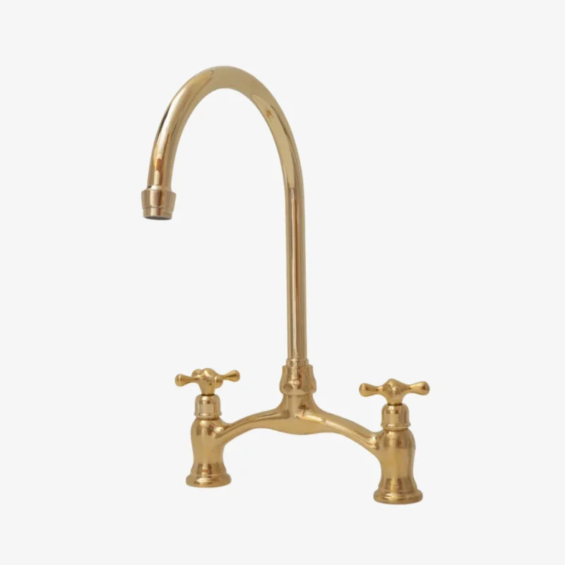 Le Pont Royal - Unlacquered Brass Bridge Kitchen Faucet