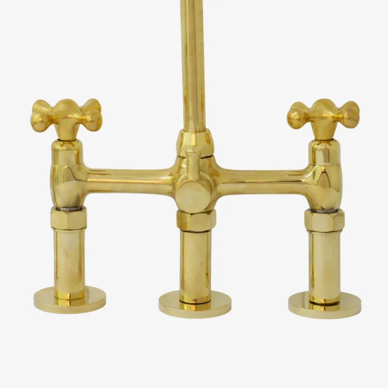 Le Rivoli - Unlacquered Brass Bridge 3 Hole Kitchen Faucet