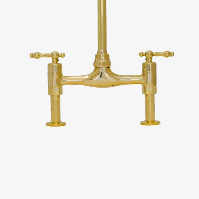 Le Temple - Unlacquered Brass Bridge Kitchen Faucet 2 hole