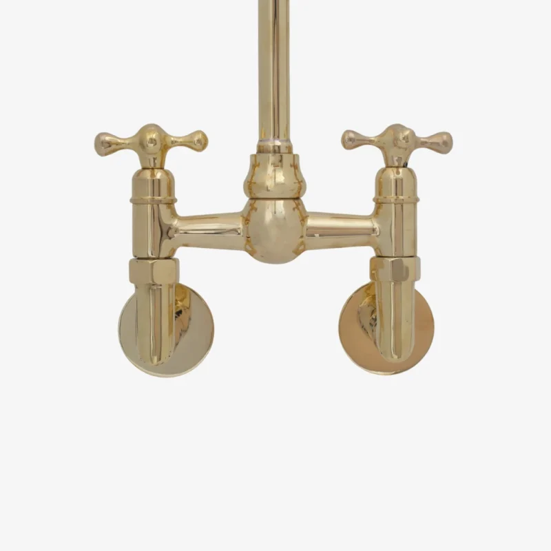 Luxembourg - Unlacquered Brass Wall-Mounted Bridge Kitchen Faucet