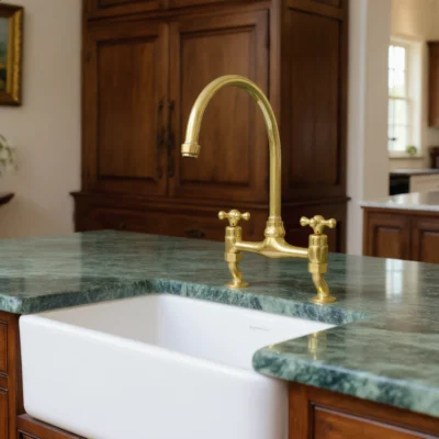 Le Saint-Germain – Unlacquered Brass Bridge Kitchen Faucet