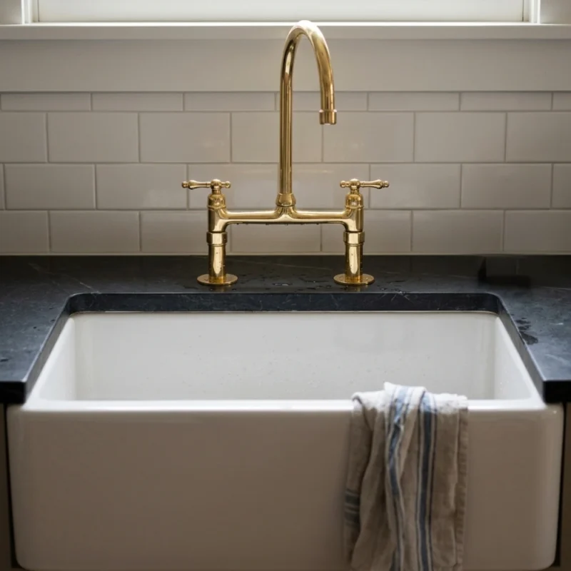 Le Palais Royal - Unlacquered Brass Bridge Kitchen Faucet
