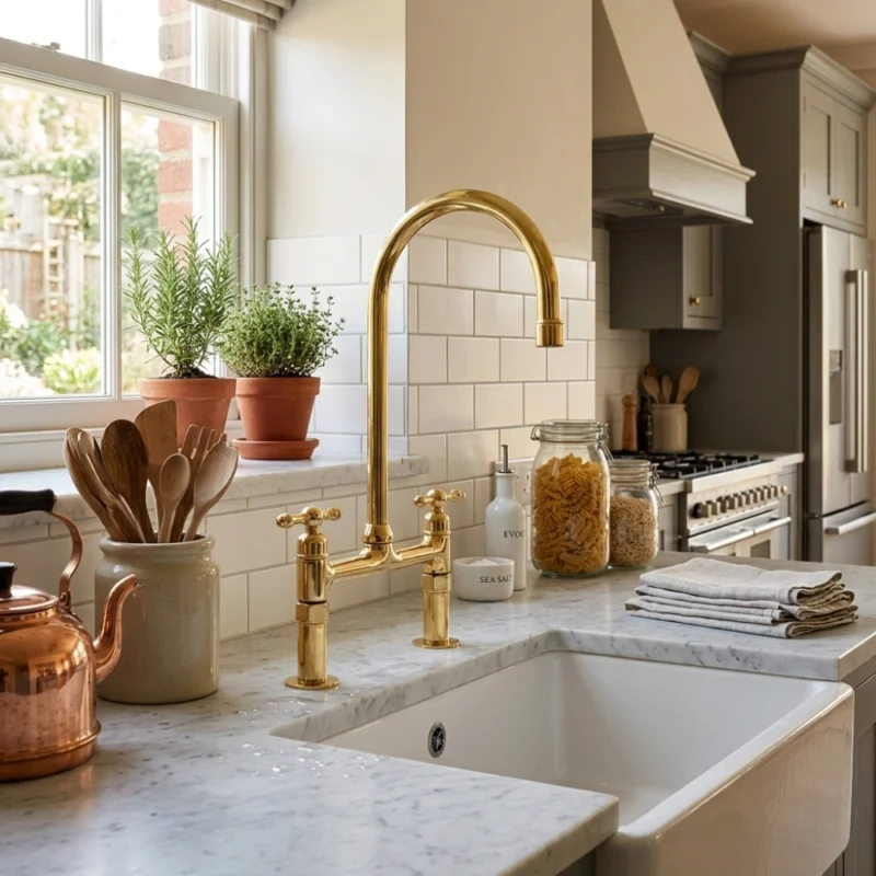Le Palais Royal - Unlacquered Brass Bridge Kitchen Faucet