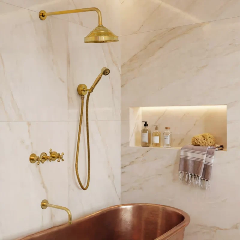 L’Équilibre - Unlacquered Brass Built-in Shower System with Tub Filler