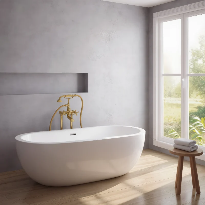 Le Bain - Unlacquered Brass Freestanding Tub Filler with Handheld Shower