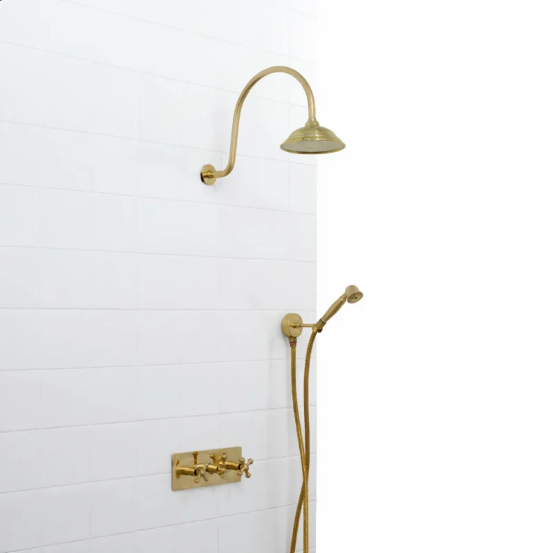La Justesse - Unlacquered Brass Built-In Showerhead with Handheld