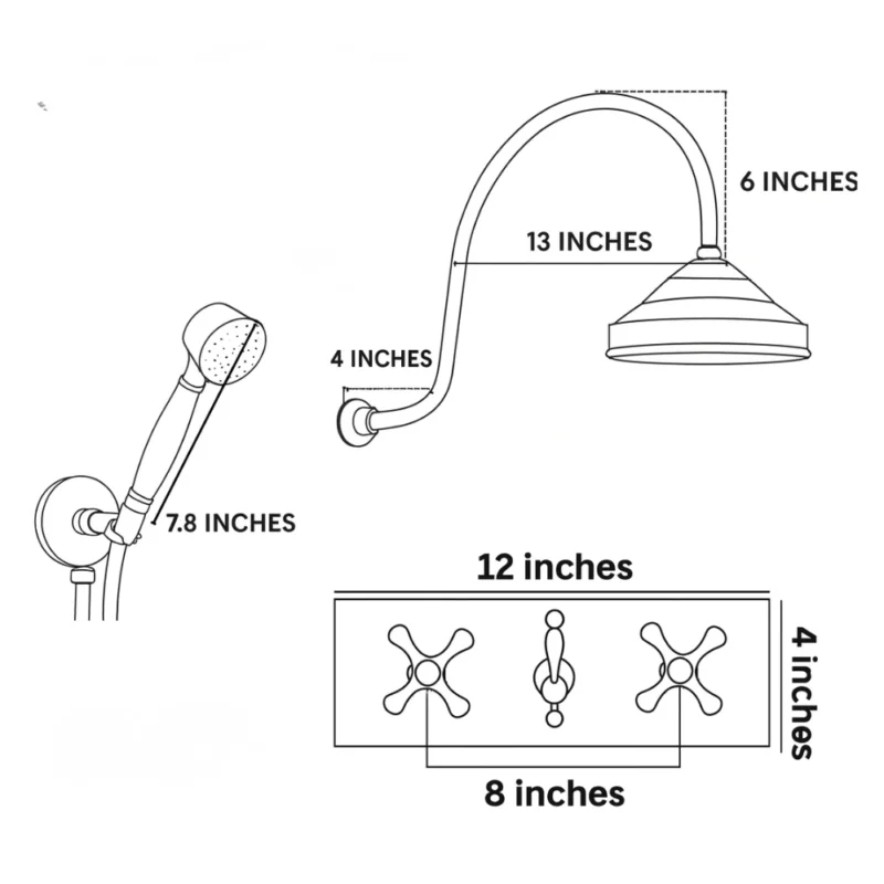 La Justesse - Unlacquered Brass Built-In Showerhead with Handheld