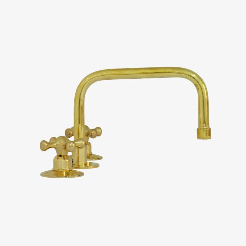 La Monnaie – Unlacquered Brass Low-Profile Widespread Bathroom Faucet