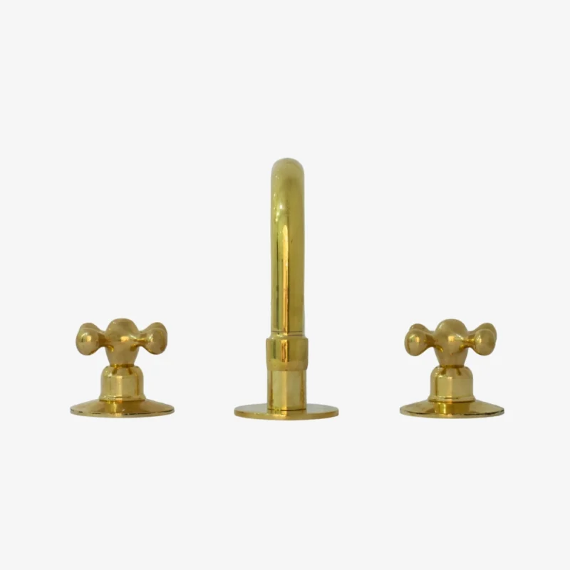 La Monnaie – Unlacquered Brass Low-Profile Widespread Bathroom Faucet