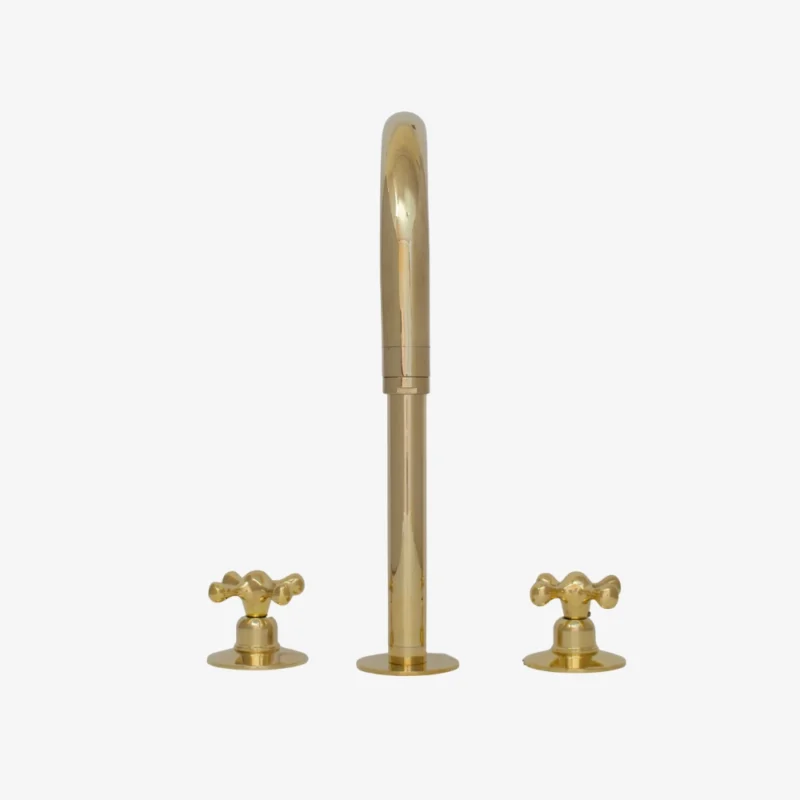La Sorbonne – Unlacquered Brass Widespread Bathroom Faucet (Extended Spout)