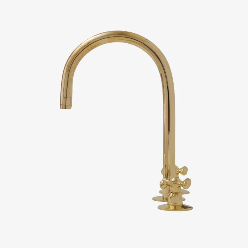 La Sorbonne – Unlacquered Brass Widespread Bathroom Faucet (Extended Spout)