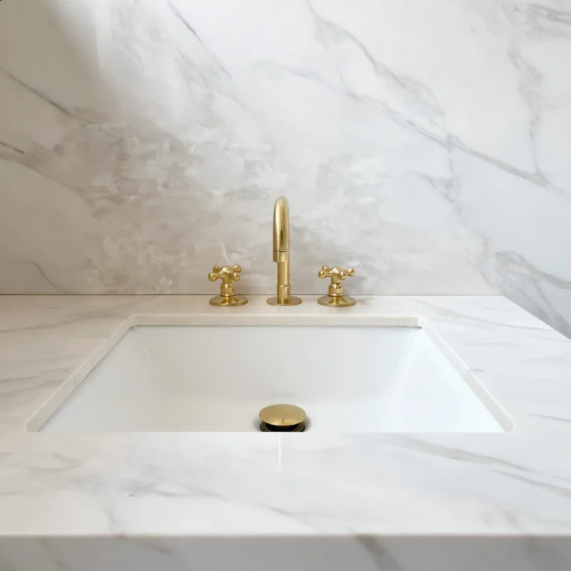 La Sorbonne – Unlacquered Brass Low-profile Widespread Faucet