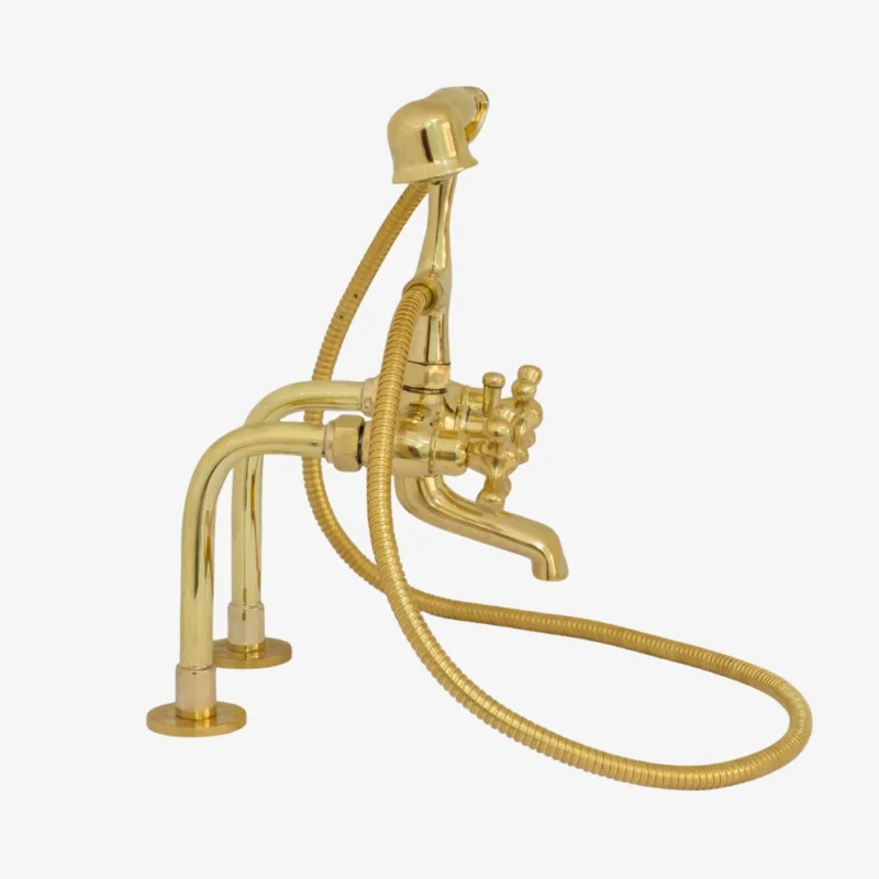 Le Flux - Unlacquered Brass Deck Mount Tub Filler With Handheld Shower
