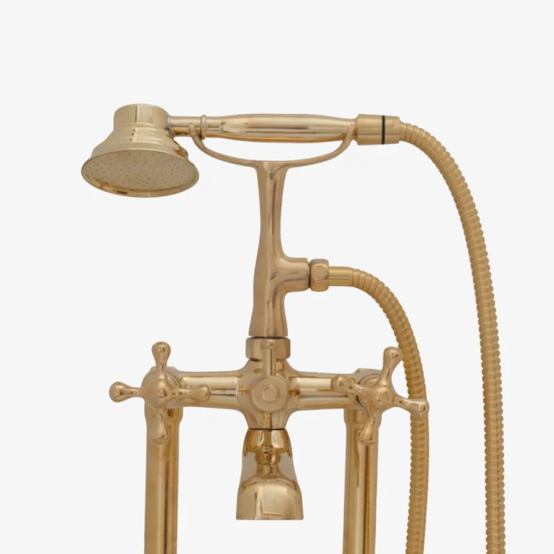 Le Bain - Unlacquered Brass Freestanding Tub Filler with Handheld Shower