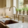Le Temple - Unlacquered Brass Bridge Kitchen Faucet 2 hole