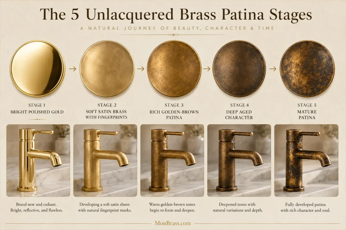 Unlacquered Brass Patina Stages: What to Expect as Brass Ages Naturally