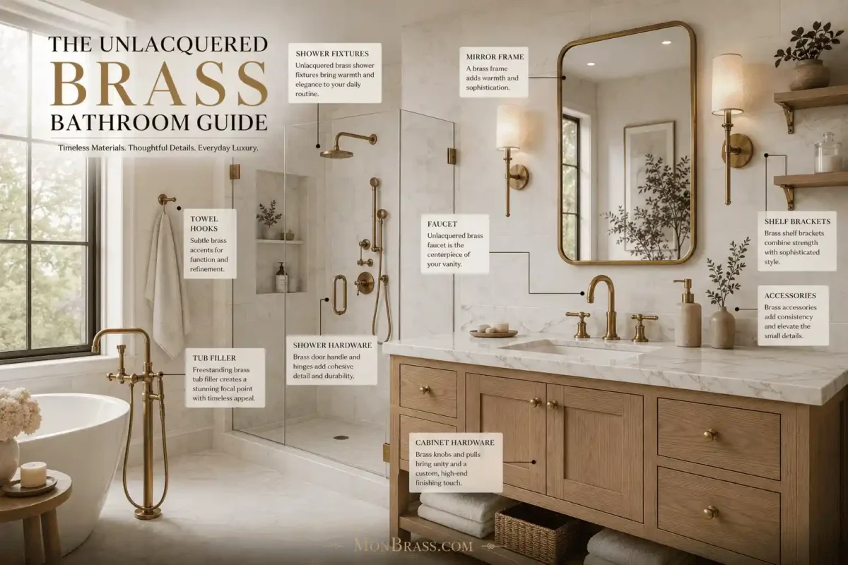 Unlacquered Brass Bathroom Design Ideas: Elegant Ways to Create a Timeless Space