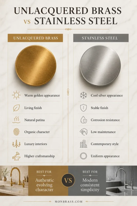 Unlacquered Brass vs Stainless Steel: Which Is the Better Choice for Your Home?
