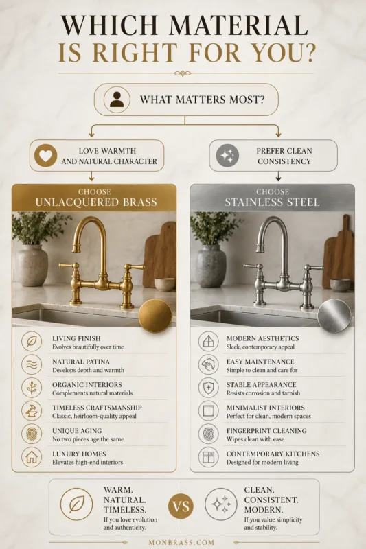 Unlacquered Brass vs Stainless Steel: Which Is the Better Choice for Your Home?