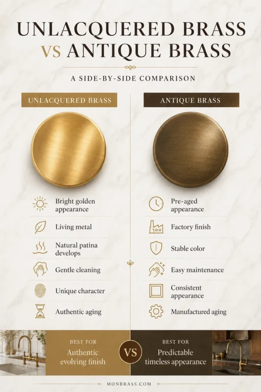 Unlacquered Brass vs Antique Brass: Which Finish Is Right for Your Home?