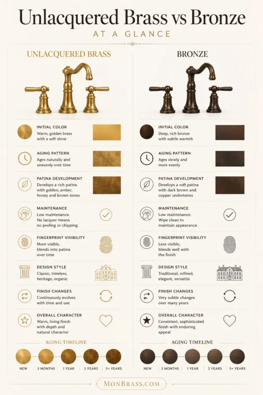 Unlacquered Brass vs Bronze: A Complete Comparison for Homeowners 