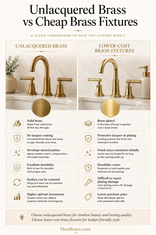 Unlacquered Brass vs Cheap Brass Fixtures: What's the Real Difference?