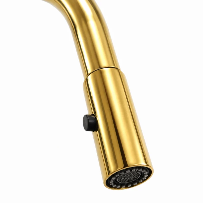 L’Opéra – Unlacquered Brass Single-Hole Kitchen Faucet with Pull-Down Sprayer