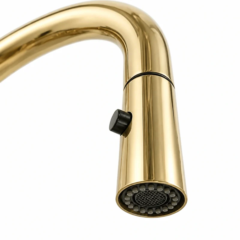 Le Trocadéro – Unlacquered Brass Bridge Kitchen Faucet with Pull-Down Sprayer